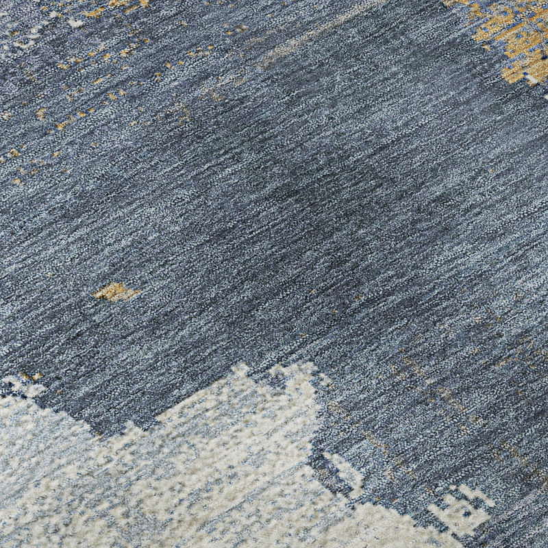 Tapis abstrait lavable à la machine de qualité supérieure Mayfield AMF2434, En jean, 10' x 14'