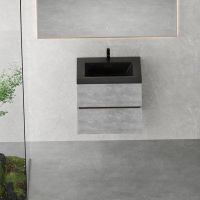 Meuble-lavabo mural 24 po avec lavabo et rangement mural moderne