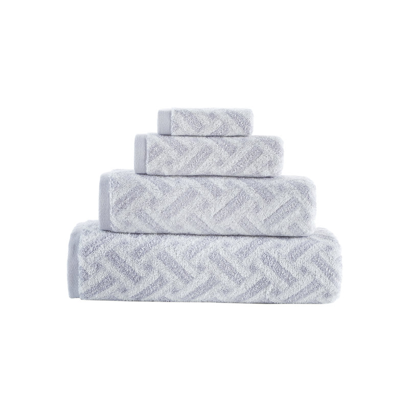 Turkish Cotton Plush Jacquard Bath Towel, Silver