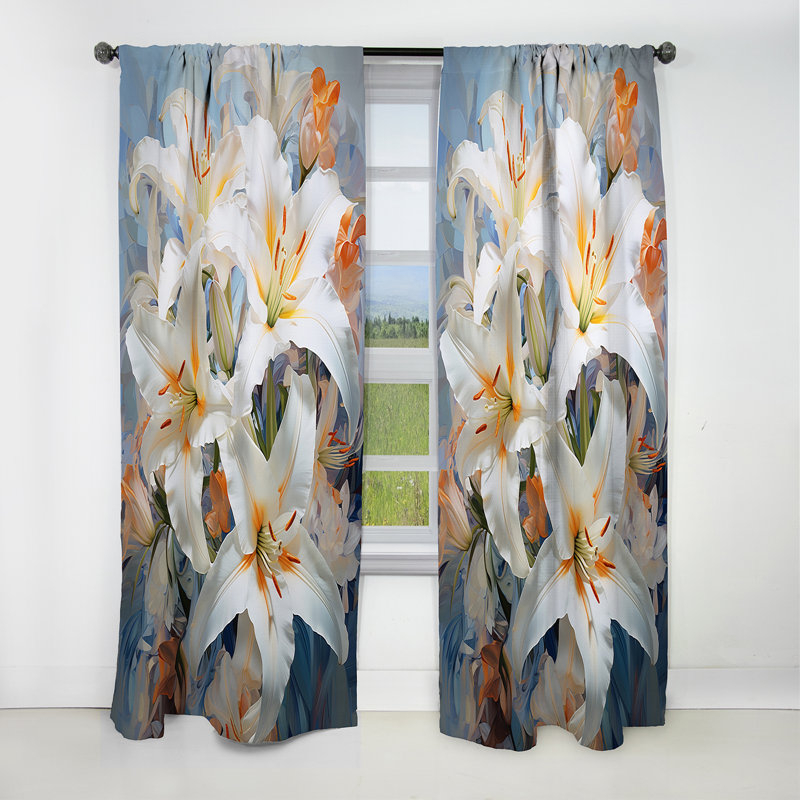 Wakeham - Rideau occultant floral lys - 1 panneau, L 52 po x L 95 po
