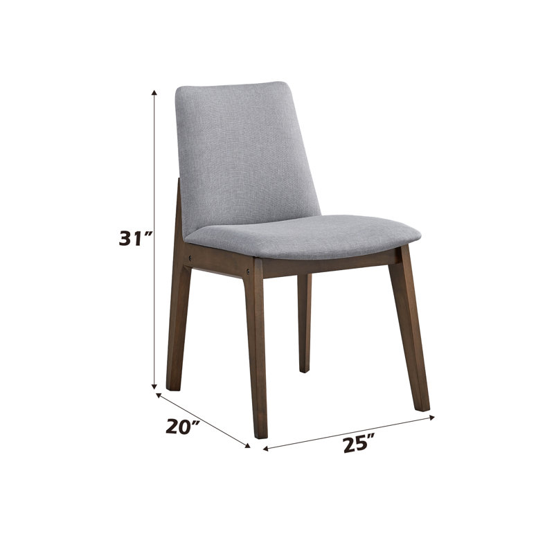 De 2 chaises d'appoint en tissu gris - structure moderne de style scandinave au fini noyer pour une atmosphère confortable