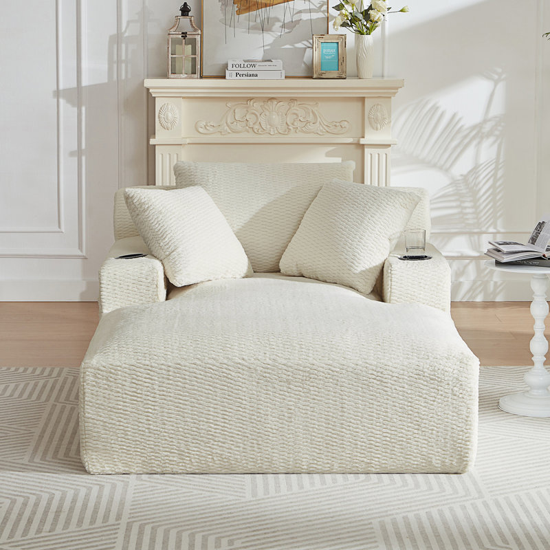 Méridienne d'intérieur, canapé-lit confortable, Crème