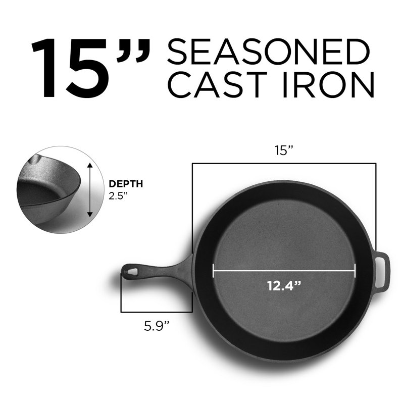 CHCI Series Commercial CHEF 15-inch Pre-seasoned Cast Iron Skillet