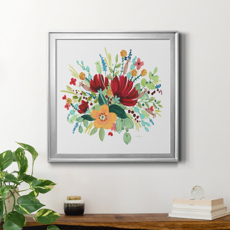 «May Flowers I», peinture sur toile encadrée, H 30,5 po x l 30,5 po x P 1,5 po, Argent