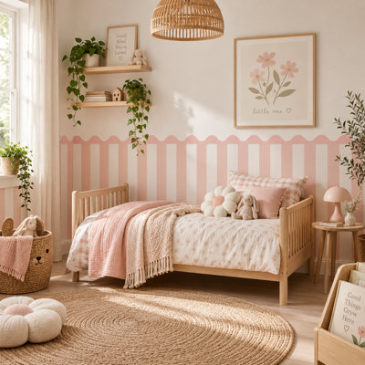 Adhésif décoratif demi-rayé rose clair 120 pouces de large, 40 pouces de haut