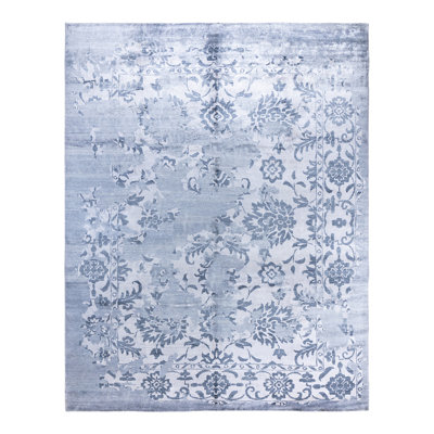 One-of-a-Kind Rectangle 9'4" X 12'1" New Age Silk Area Rug Blue