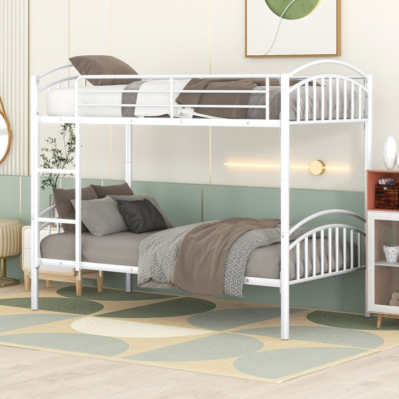 Twin Over Twin Metal Bunk Bed, White