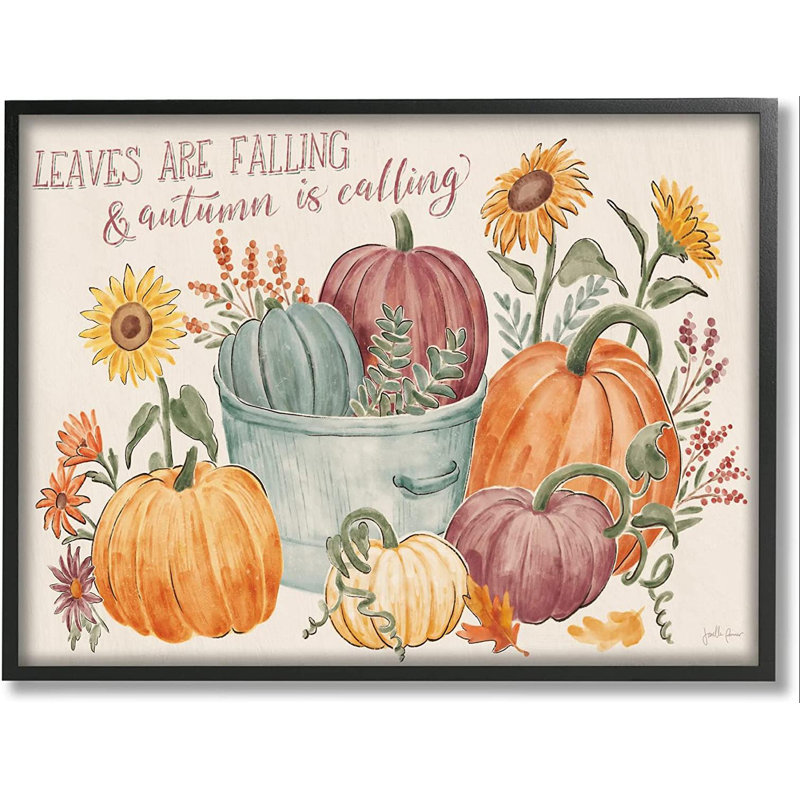 Leaves Falling Autumn Is Calling Phrase Pumpkin Baskets