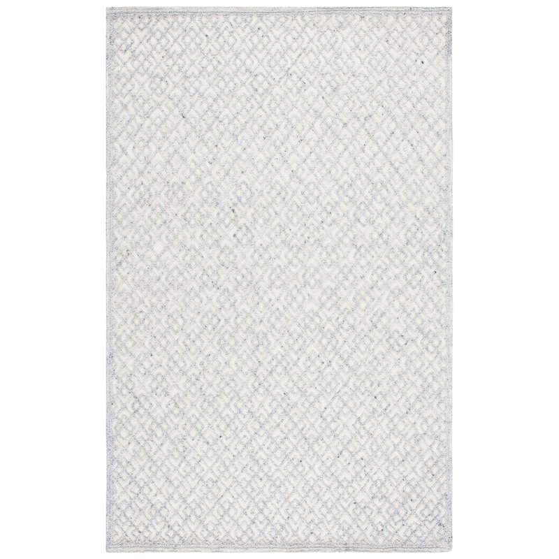 Gray Hand-Tufted Wool 8' x 10' Geometric Area Rug