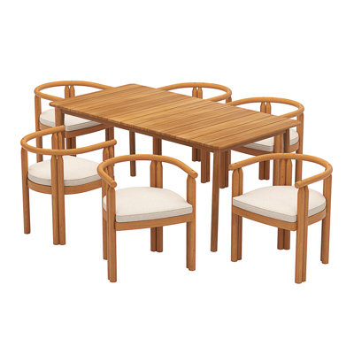 Cove Armrest Outdoor Patio 7PCS Dining Set
