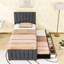 Lit plateforme tapissier avec lit gigogne et 3 tiroirs-34695221-34695220
