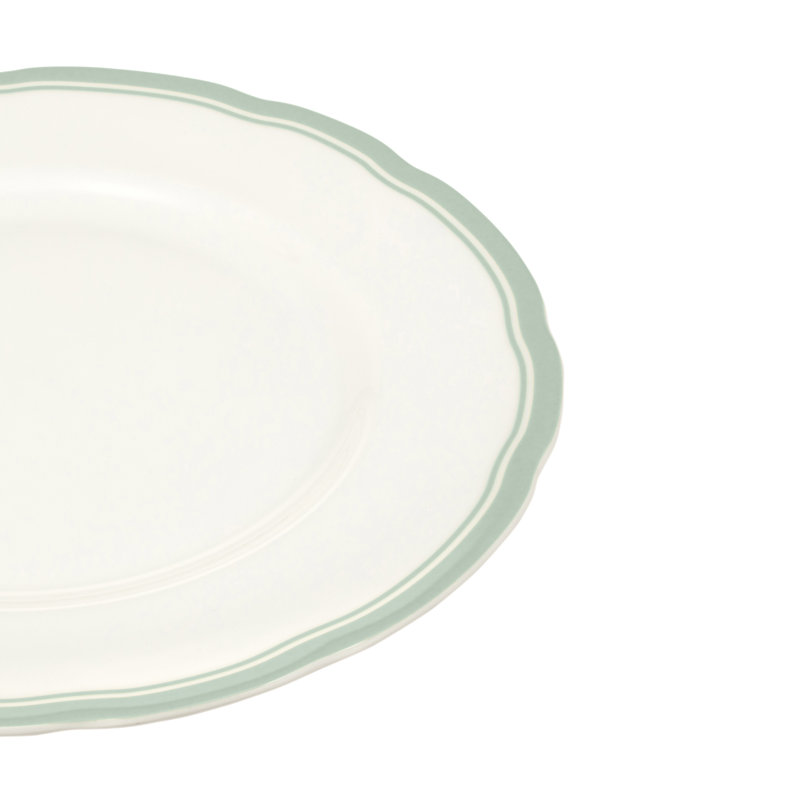 8” Scalloped Plate, White/Celadon