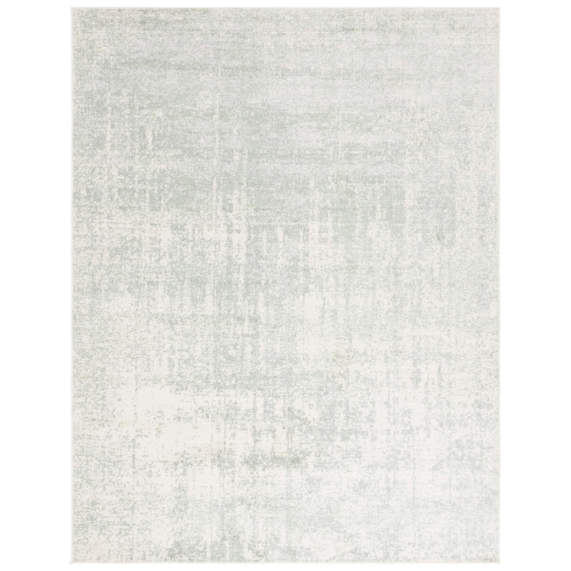Tapis abstrait sauge / ivoire Arrietty, Rectangle 10 pi x 14 pi