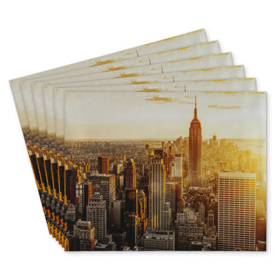 New York City at Sunset Polyester Andaluss Set of 6