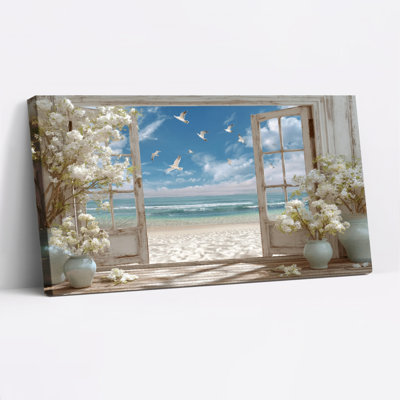 «Beach Window», reproduction d'art sur toile, ensemble de 1