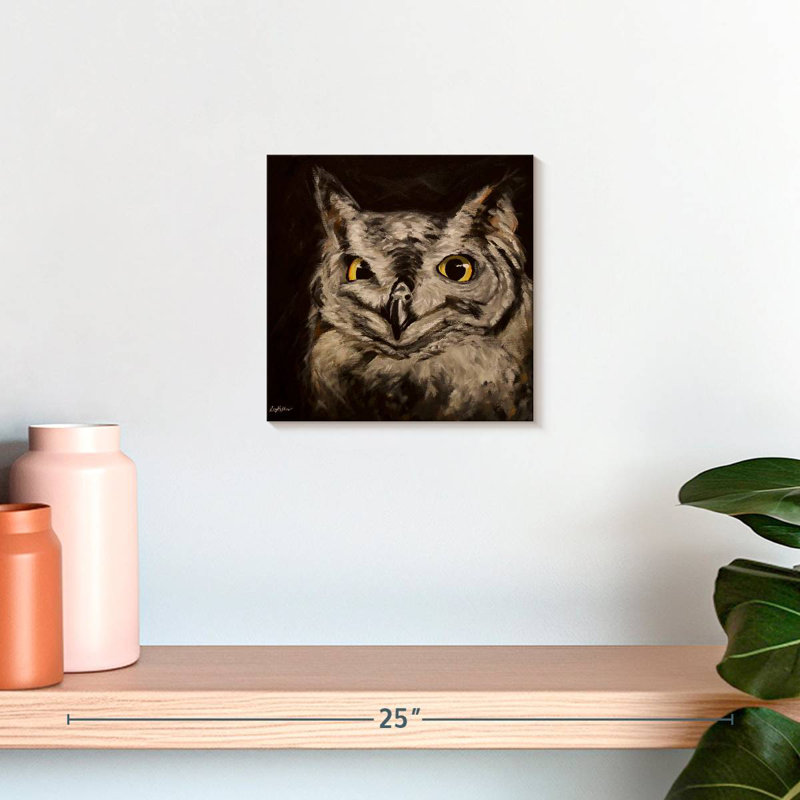 Brampt Black Background Owl, 10" H x 10" W