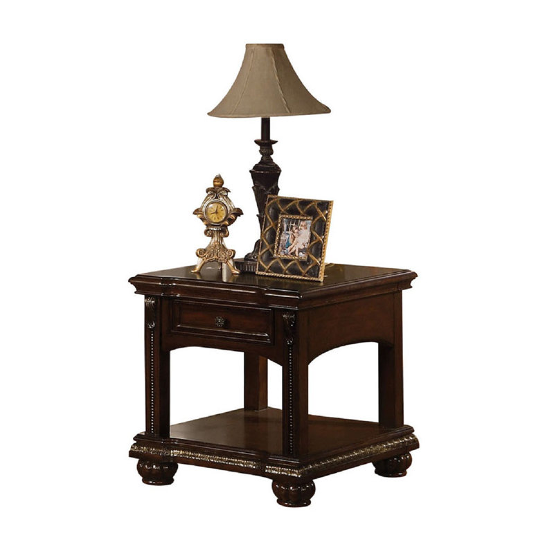 Cawthon Transitional 24"H Rectangular End Table with Storage in Cherry
