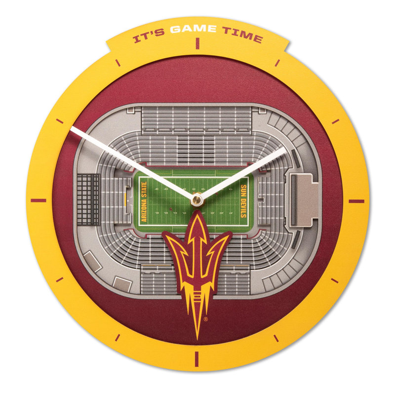  Horloge murale 3D NCAA Arizona State Sun Devils Stadiumview, Horloge murale 3D Arizona St Sun Devils Stadiumvie