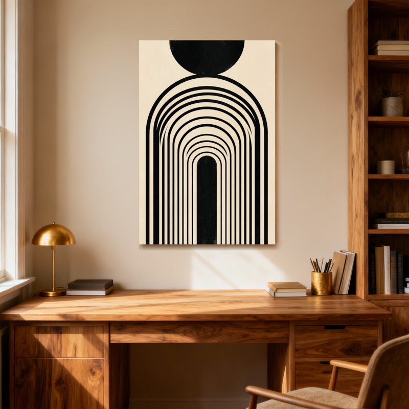 Motif d'arche géométrique noir et crème tendance, H 30 po x l 20 po