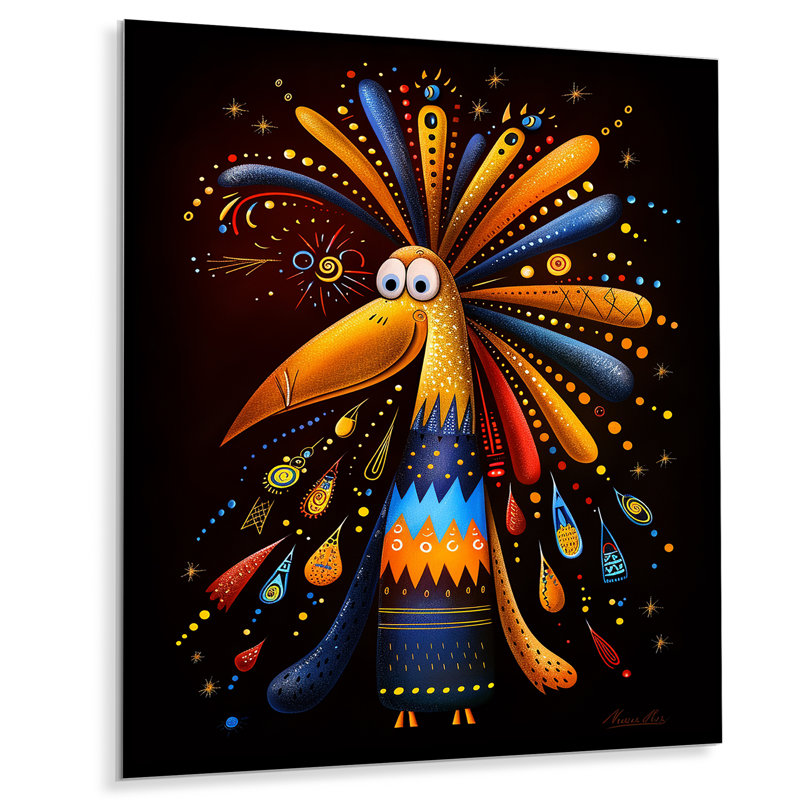 Amical, oiseau coloré du paradis - impression d'art mural, Métal métal, H 44 po x l 34 po