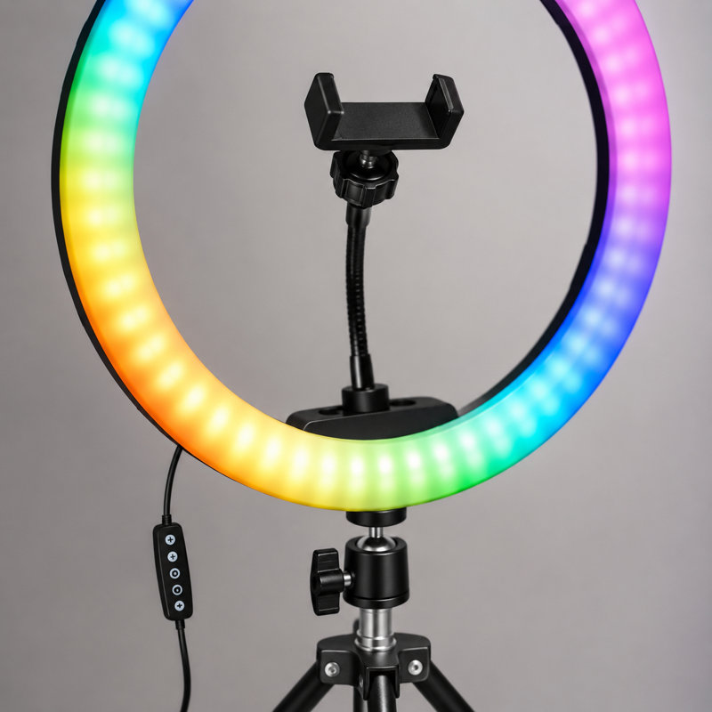 10" RGB Ring Light with 63" Tripod Stand and Cellphone Holder Dimmable