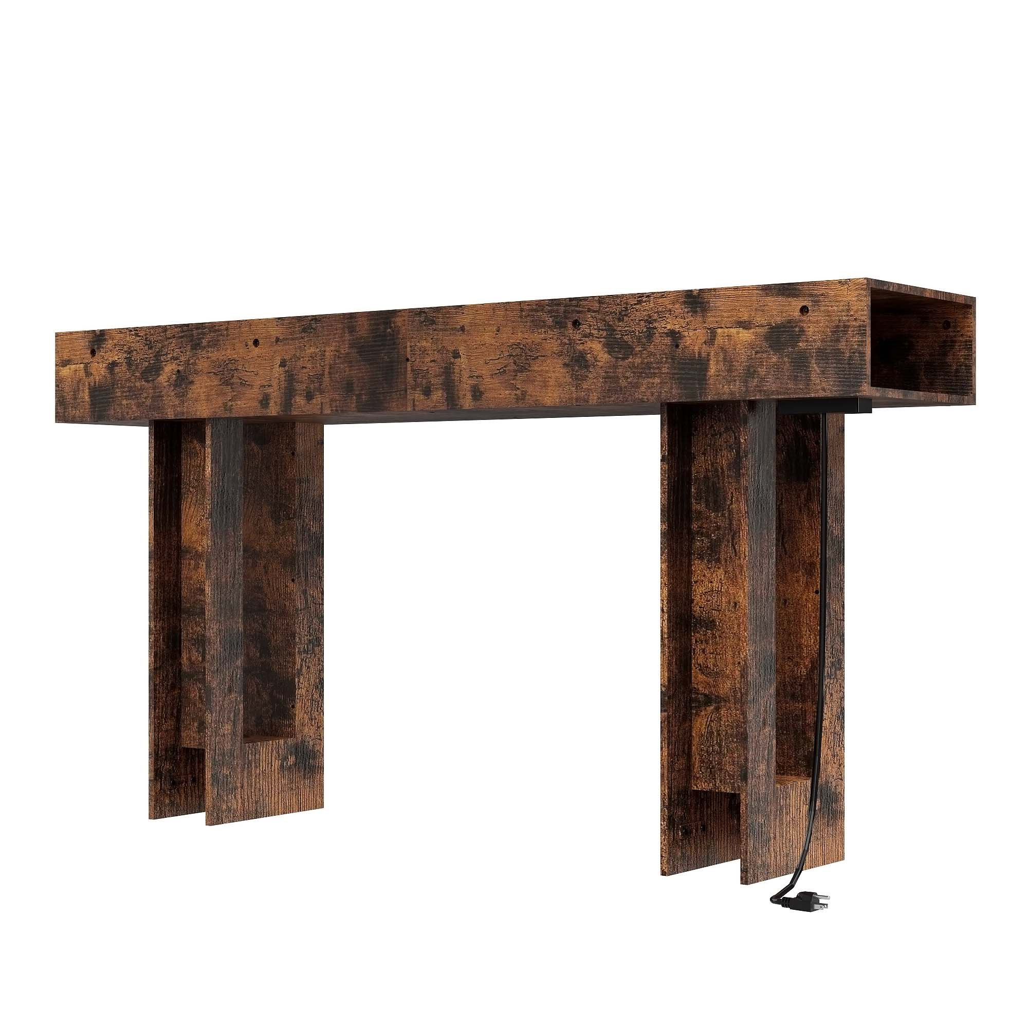 August Grove® 63-Inch Long Console Table, Wooden Rectangular Sofa Table ...