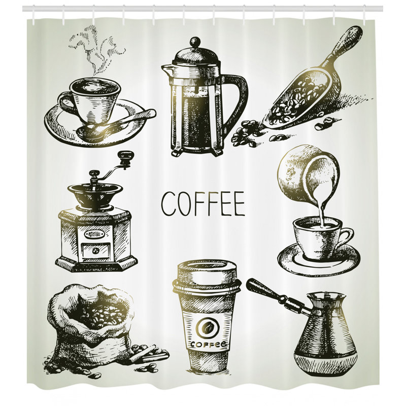 Shower Curtain with Hooks Included, 70" H x 69" W