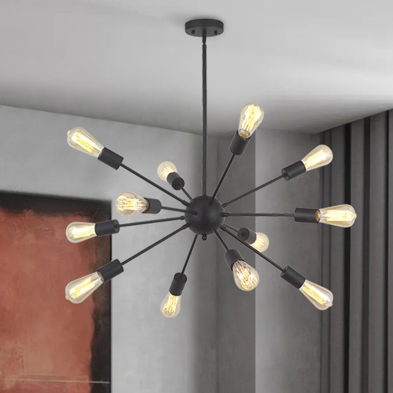 Lustre en forme de sphère Spoutnik à 12 lumières, Noir