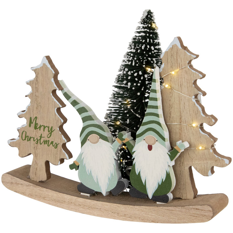 Décoration de table gnomes lumineux et arbres de Noël