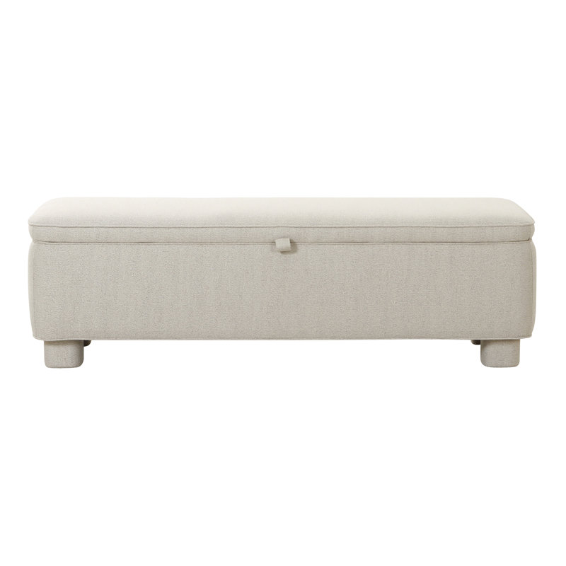 Grant Polyester Blend Upholstered Storage Bench, Light Grey
