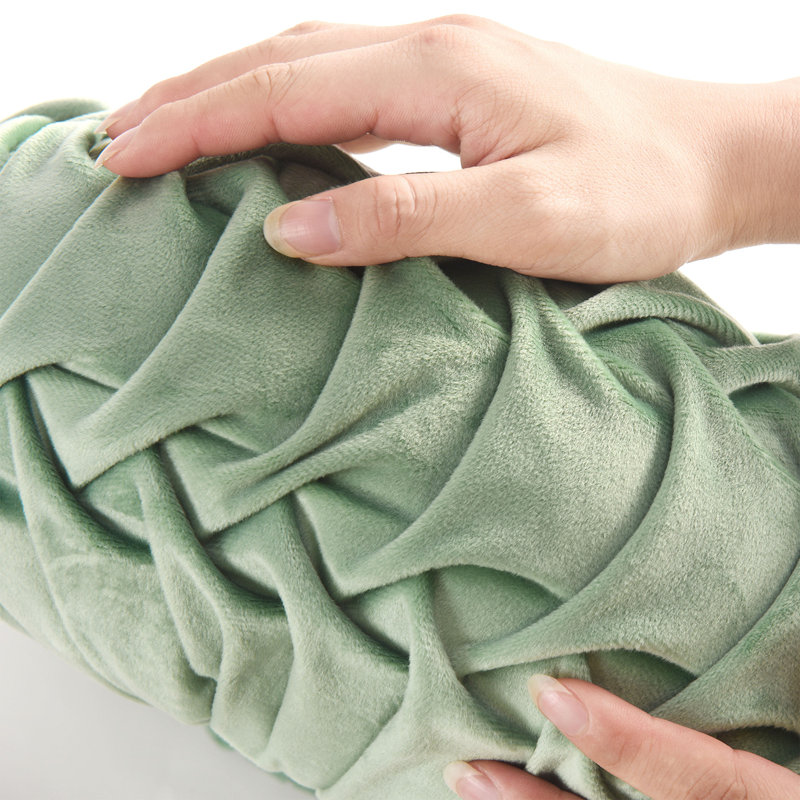 Velvet Round Throw Pillow, Sage