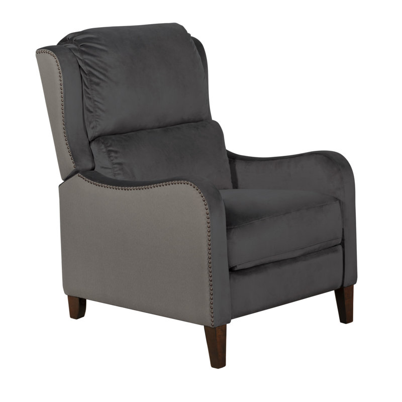Fauteuil inclinable avec garniture cloutée Finch Eddington, Mélange de lin gris fumée à deux tons