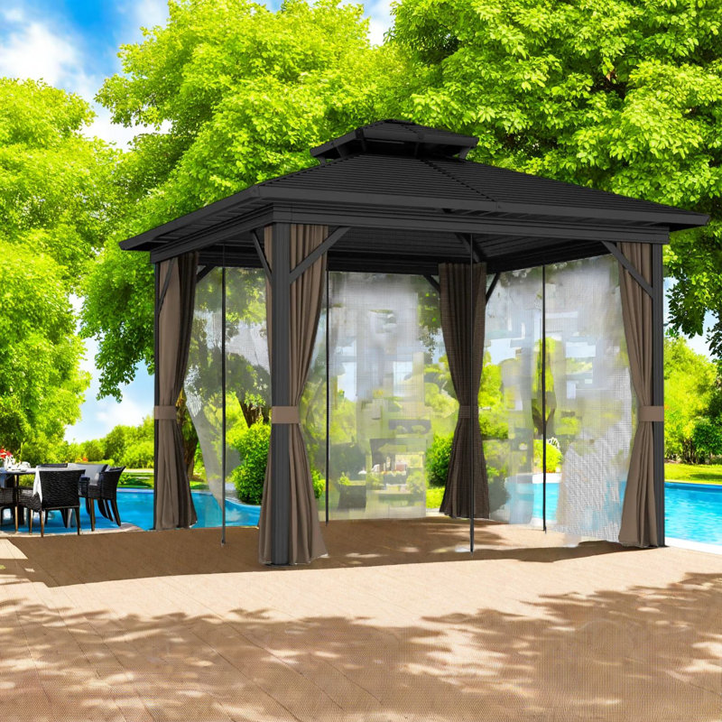 Auvent en métal durable et cadre de pavillon de jardin, style industriel pour le divertissement dans la cour