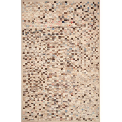 Tapis moderne à carreaux multicolore 9 pi 8 po x 14 pi 4 po Nazmiyal Collection