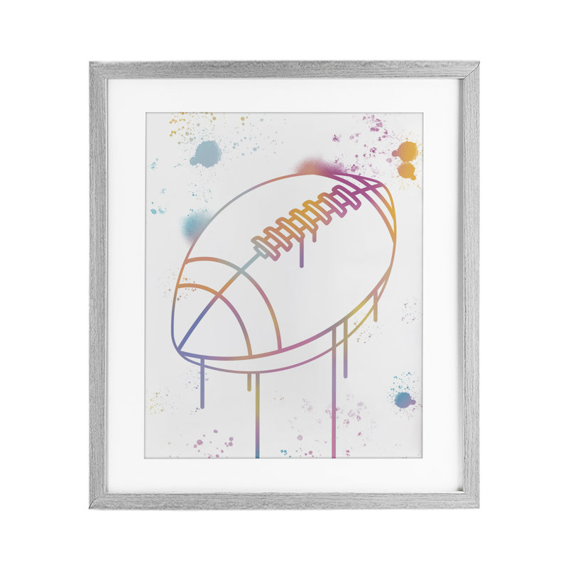 «Graffiti Football Drip», impression par Marcus Prime, H 16 po x l 13 po, Cadre de ferme gris