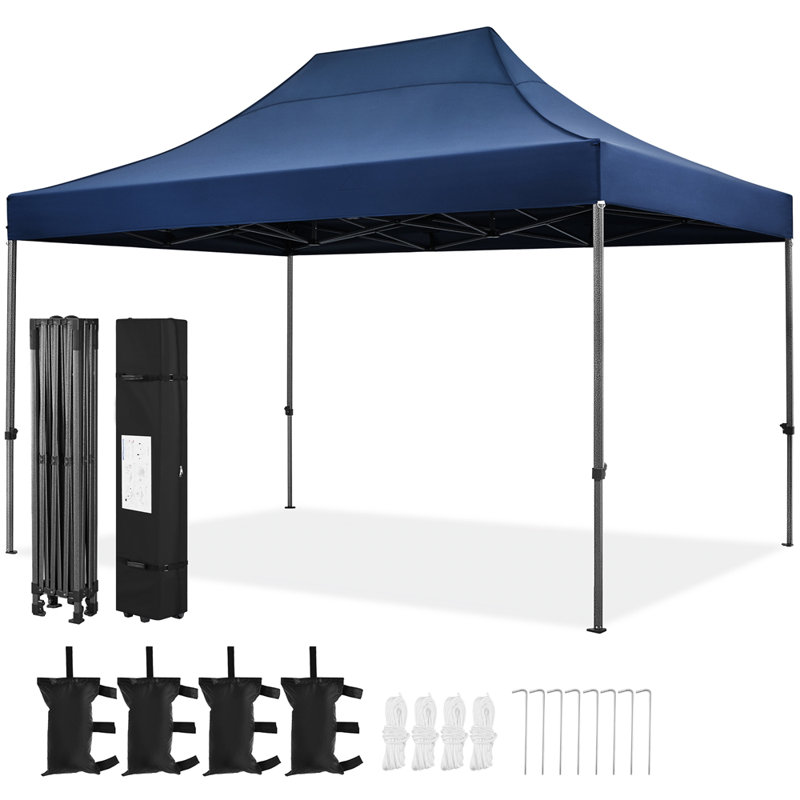 15 x 10 FT Steel Pop-Up Canopy, Navy Blue
