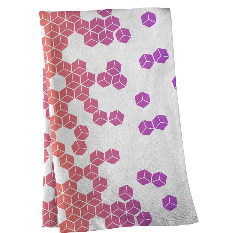 Tea Towel Kitchen Towel, Poly Twill, Orange/White