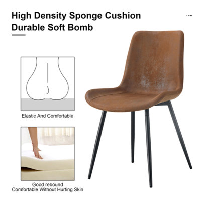 Chaise de salle à manger avec coussin en suède, pieds en métal, conception de coussin incurvé élargi, plus confortable, convient aux restaurants, cuisines, chambres à coucher, bureaux. (6 chaises) 0502
