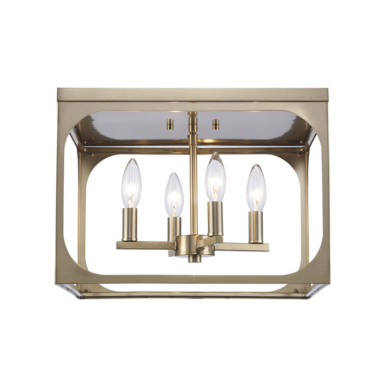 Antique Gold Metal Cage Flush Mount Ceiling Light