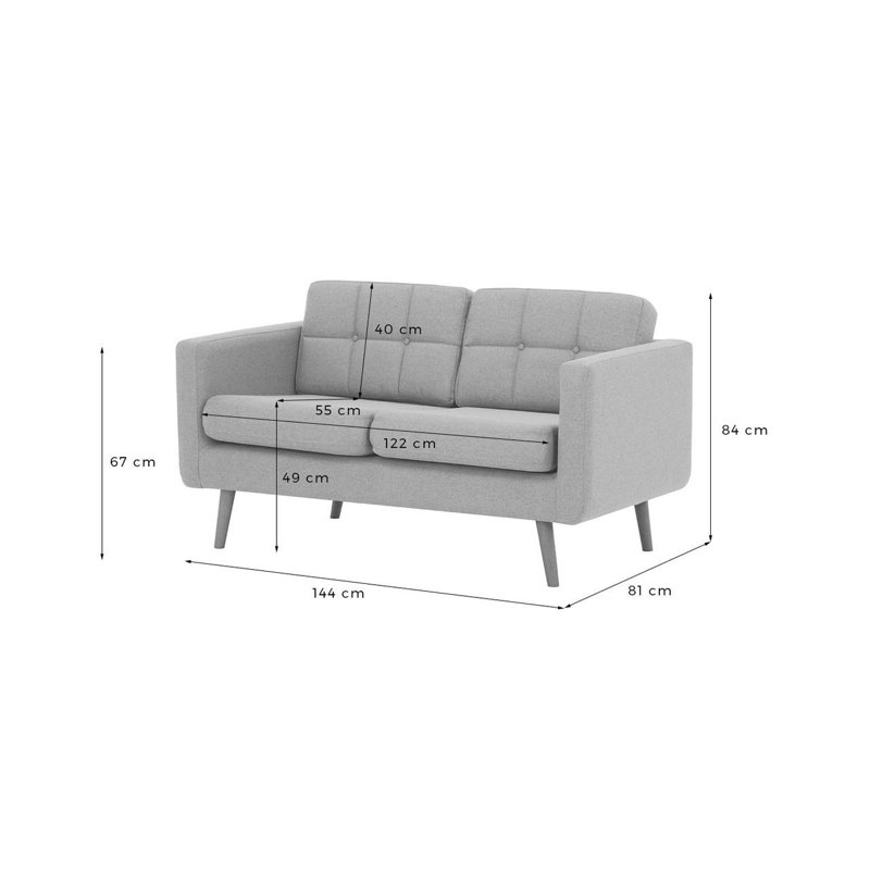 Schulz 2 Seater Upholstered Made to Order Sofa, Red