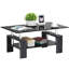 Table basse rectangulaire en verre trempé avec tablette-94441980-94441979
