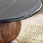 Veerly Solid Acacia Wood & Marble Effect Round Side Table - Rustic Modern Sculptural Design-1342642801