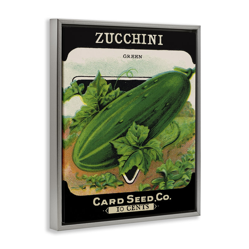 Cadre flottant vintage avec courgettes de jardin, design par Lil 'Rue, Cadre flottant gris lustré, H 31 po x l 25 po