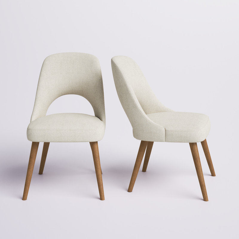 Nola Cream Upholstered Dining Side Chairs, Cream