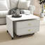Table basse extensible avec rangement, table de salon réversible à 2 tiroirs et à 6 roulettes, blanc