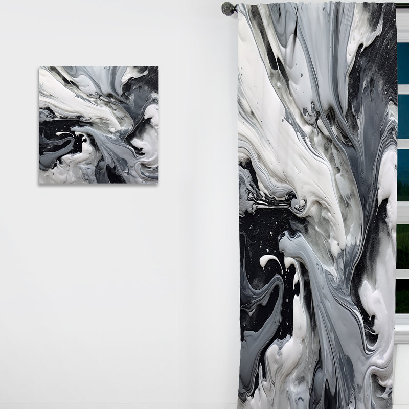 Black Grey Harmony In Chaos - Abstract Curtain - Blackout Abstract Curtain - 1 Panels, 52" W x 90" L