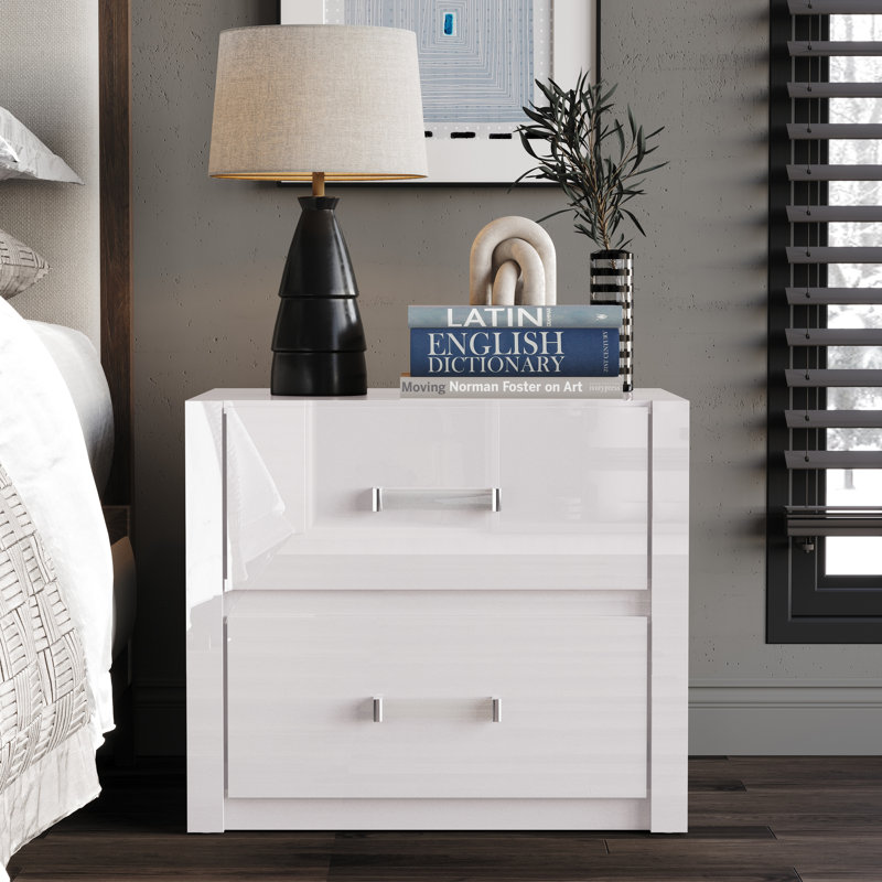 Table de chevet en blanc, Blanc