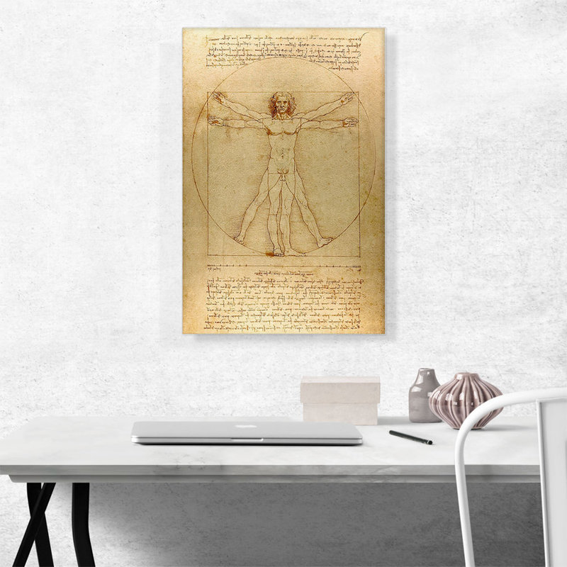 The Vitruvian Man 1485 - Reproduction, H 26 po x l 18 po x P 0,75 po