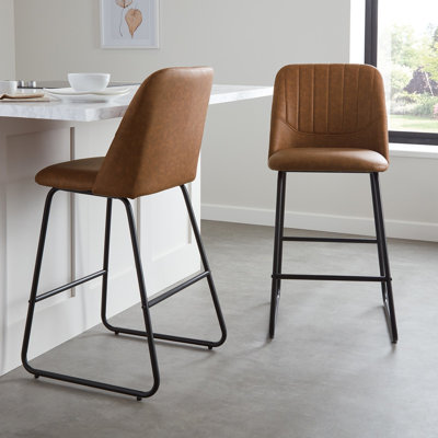 Alodie Upholstered Counter Stool with Metal Frame