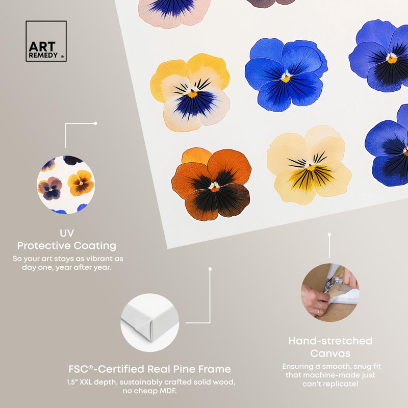 Impression sur toile Pansy Patch Grid III par Art Remedy, H 24 po x l 20 po, Toile tendue avec châssis